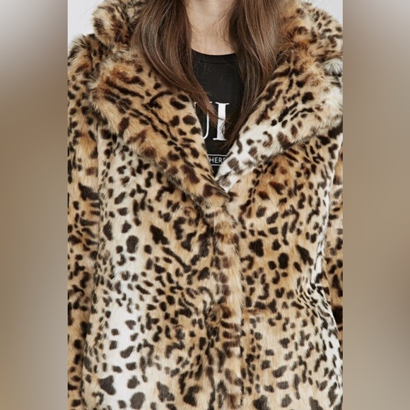 Forever 21 Faux Fur Coat Jacket Cheetah Black/Brown Large L PLUSH NWT - Picture 10 of 15